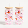 2 Pack Ghost Bow Print Plastic Drinking Jars