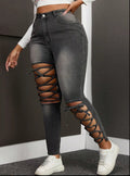 Women's Plain Cut Out Denim Jeans