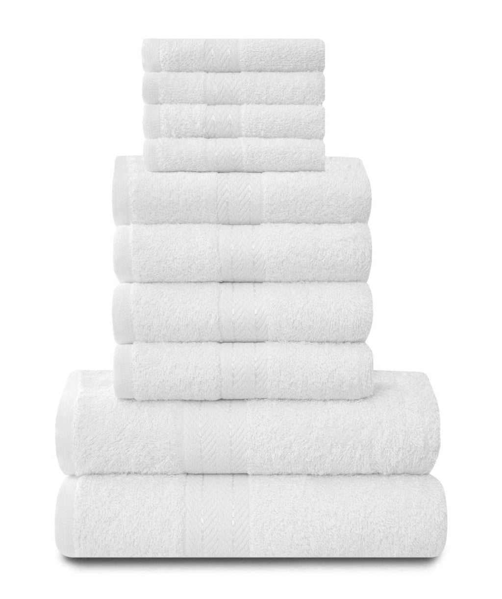 Towels Family Bale Set - 10 Piece 100% Egyptian Cotton, 4x Face 4x Hand 2x Bath Towel