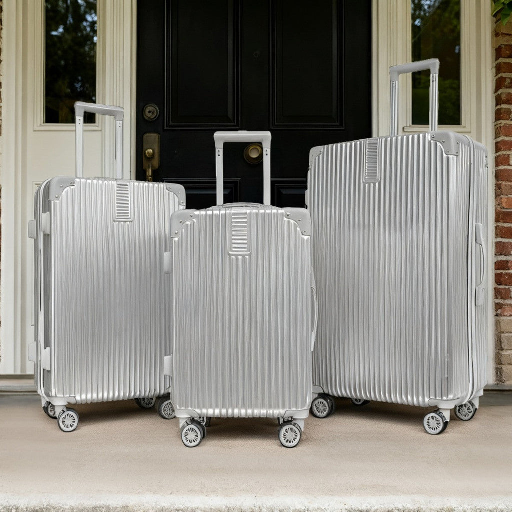 4 Wheel Hard Shell Metallic Suitcase