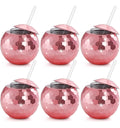 6 Pack Disco Ball Cups with Lids & Straws