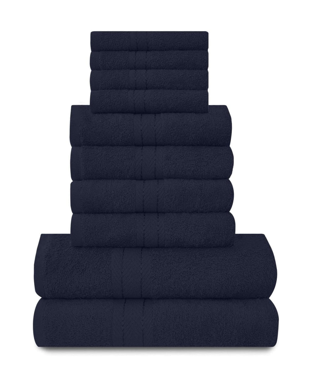 Towels Family Bale Set - 10 Piece 100% Egyptian Cotton, 4x Face 4x Hand 2x Bath Towel