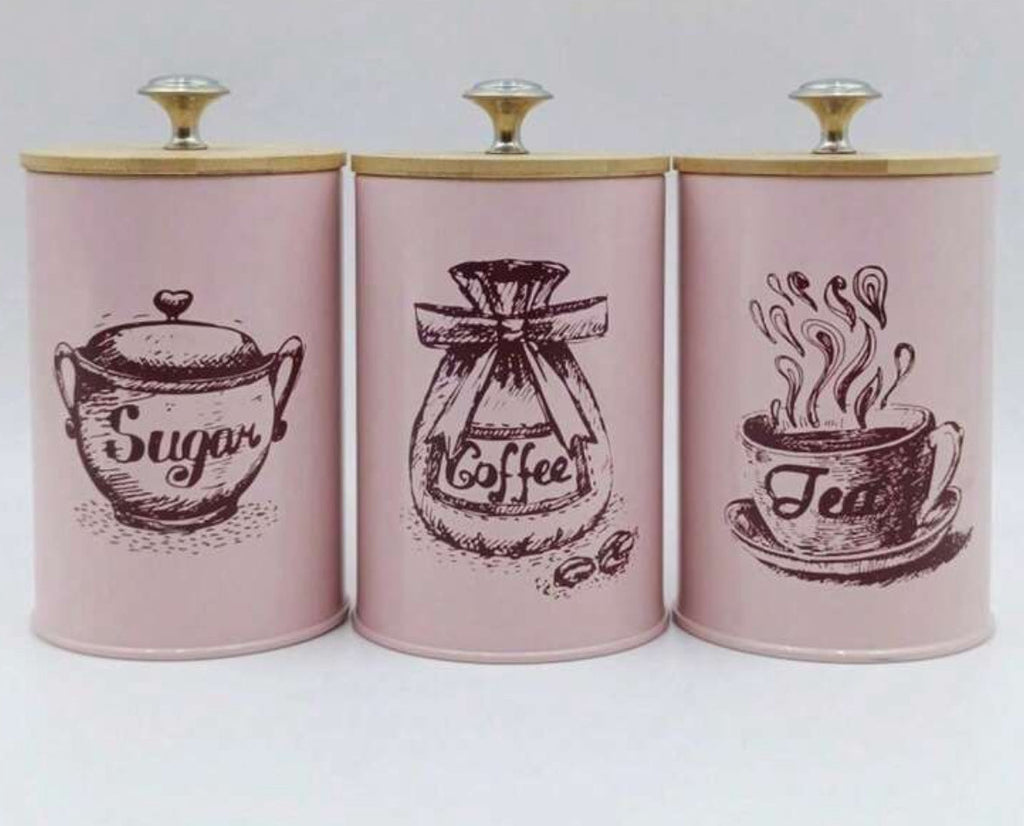 3pcs Sugar , Coffee, Tea canisters