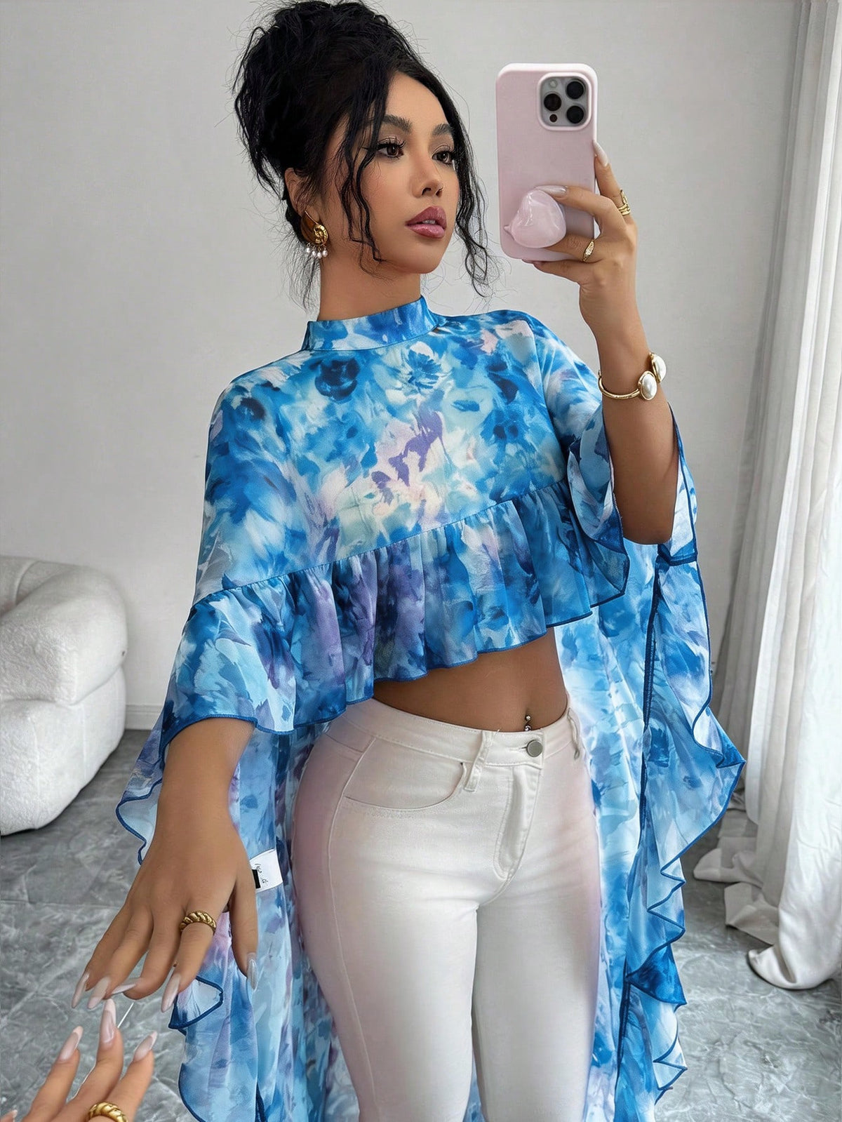 Cropped Ruffle Blouse