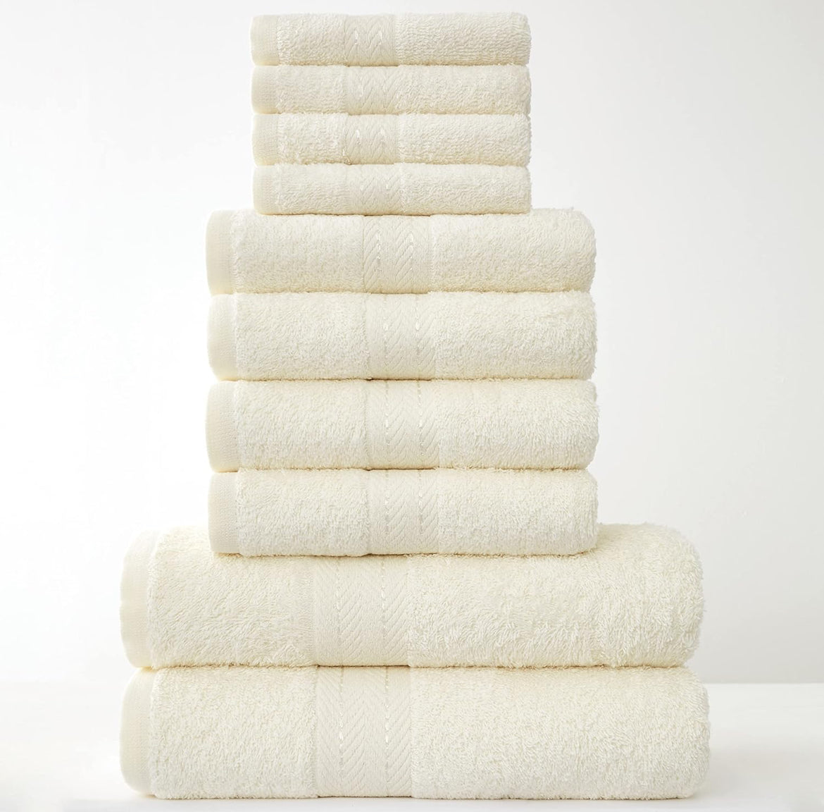 Towels Family Bale Set - 10 Piece 100% Egyptian Cotton, 4x Face 4x Hand 2x Bath Towel