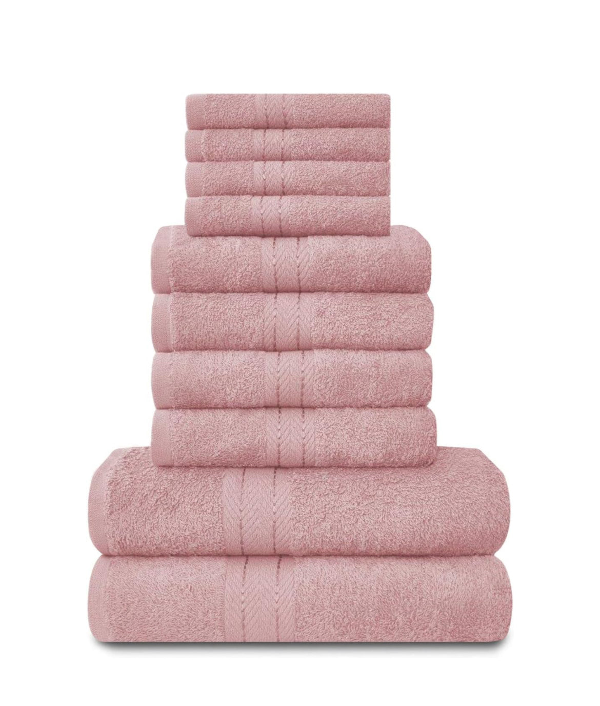 Towels Family Bale Set - 10 Piece 100% Egyptian Cotton, 4x Face 4x Hand 2x Bath Towel