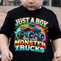 Just A Boy Who Loves Monster Trucks T-shirt 1-8 Year