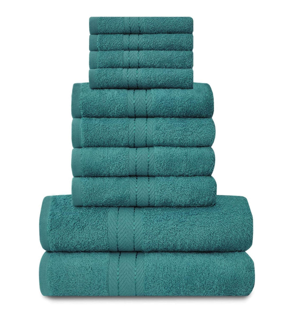 Towels Family Bale Set - 10 Piece 100% Egyptian Cotton, 4x Face 4x Hand 2x Bath Towel