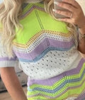 XARA. Loui Knitted Skirt Set Co Ord Two Piece 2pc Crochet Top Jumper Skirt Black Beige Crea