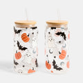 2 Pack Ghost Bat Print Plastic Drinking Jars