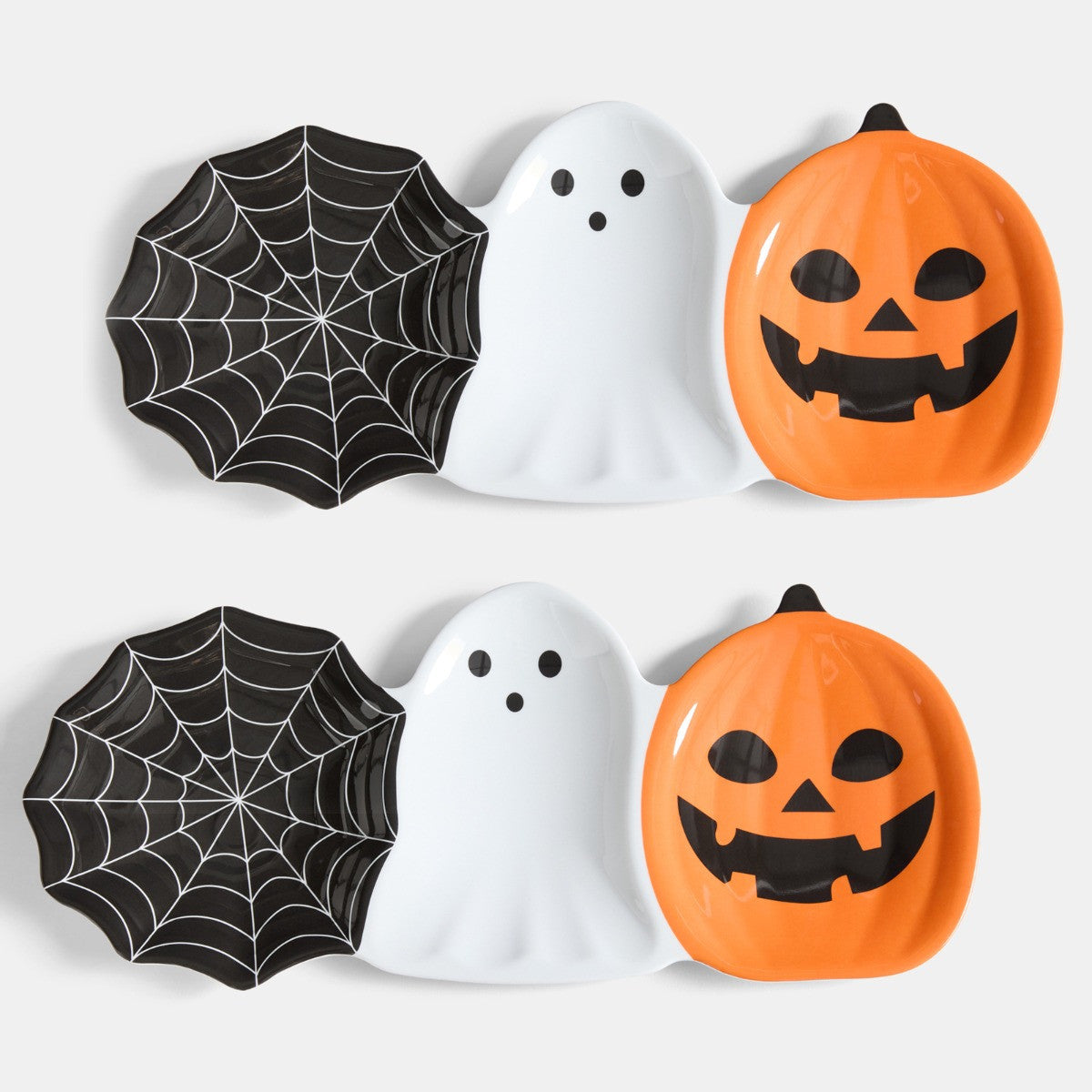 2 Pack Halloween Trio Serving Platters - Black/White