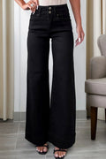 2-Button High Waist Flared Bottom Jeans
