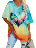 Women love heart tie dye top