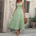 Sleeveless U-Neck Splicing Maxi Dress
