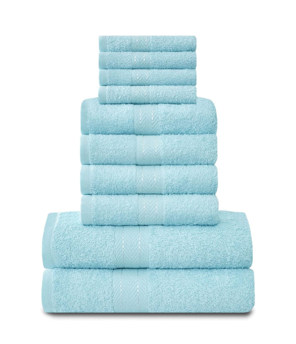 Towels Family Bale Set - 10 Piece 100% Egyptian Cotton, 4x Face 4x Hand 2x Bath Towel
