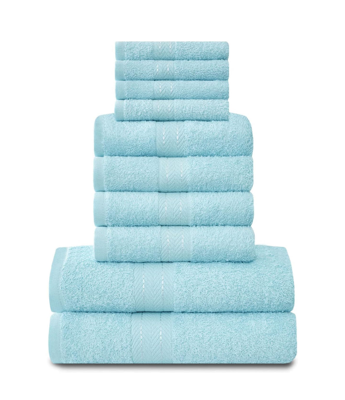 Towels Family Bale Set - 10 Piece 100% Egyptian Cotton, 4x Face 4x Hand 2x Bath Towel