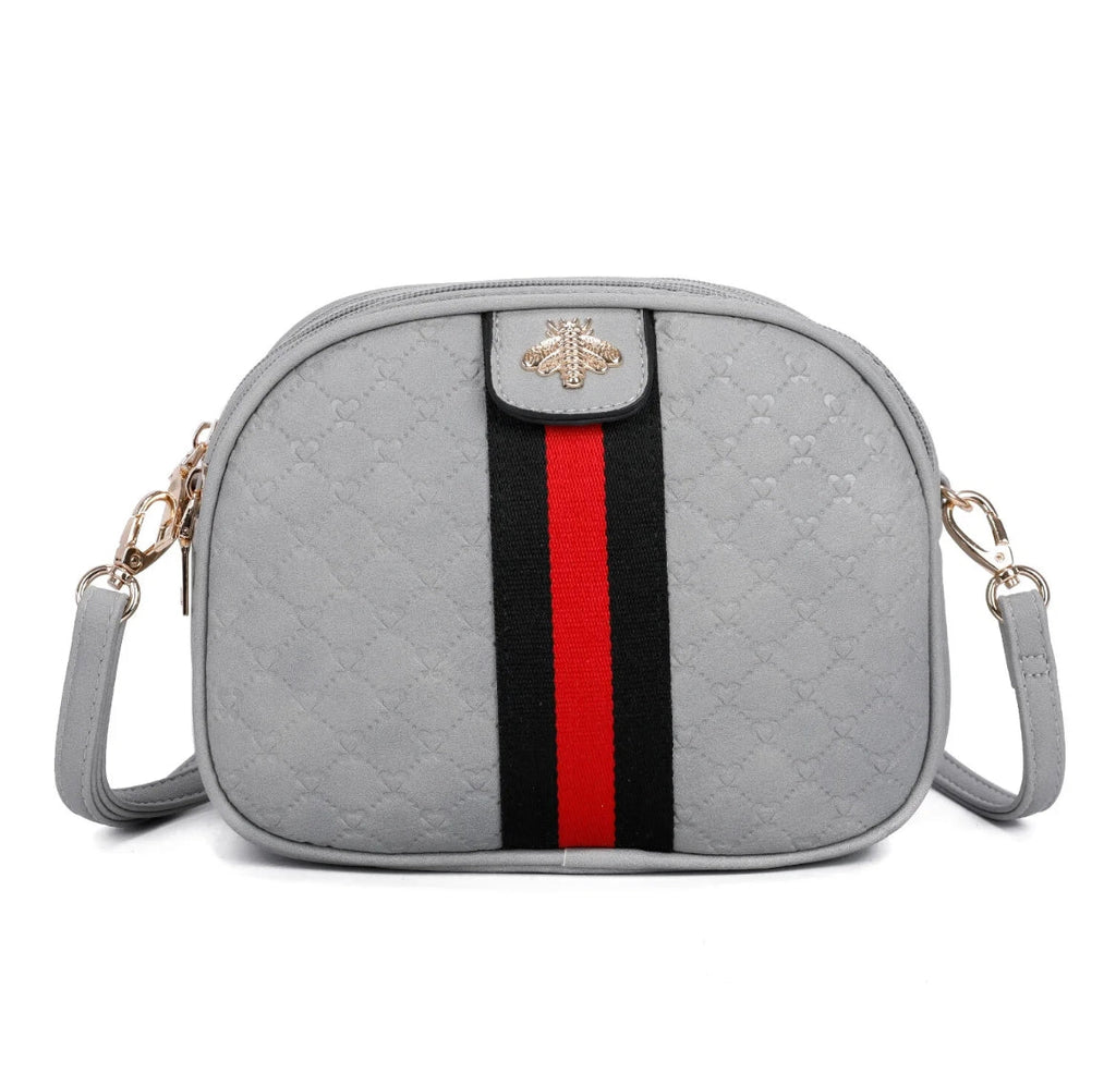 Women Faux Leather Smart Bee Cross Body Bag Triple zipped Messenger Shoulder Bag